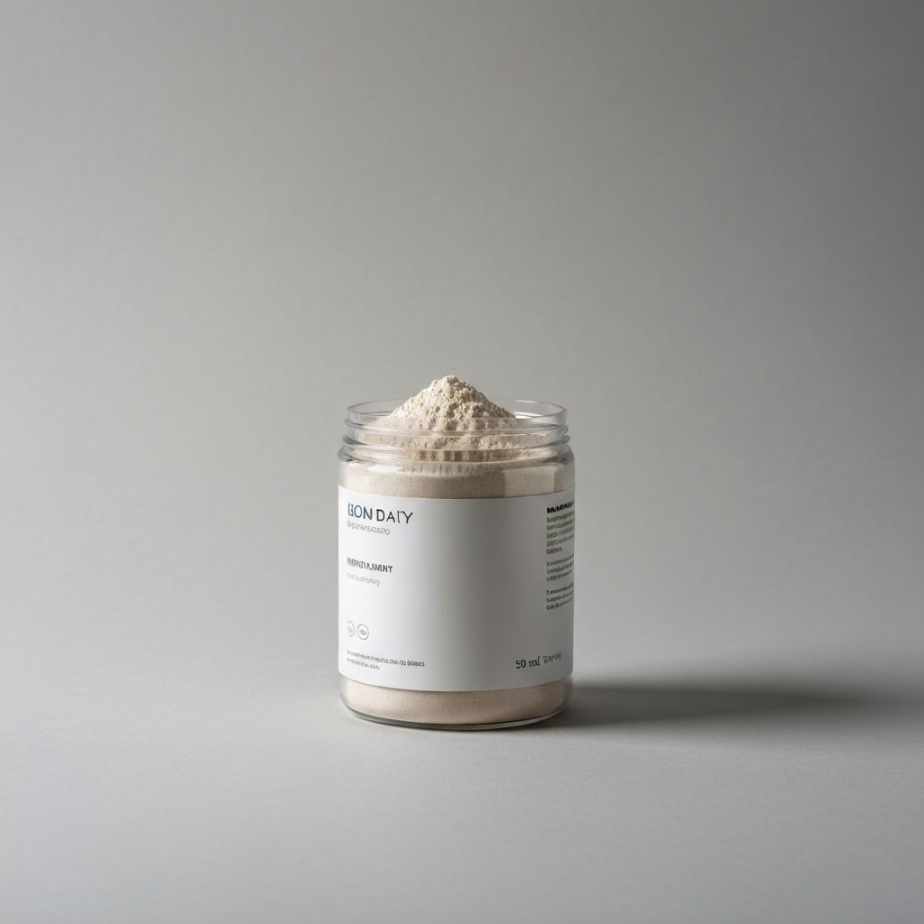 Powder supplement in clear container